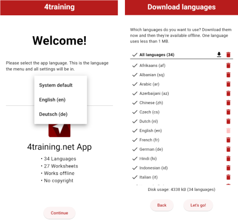 4training.net app 2 screens